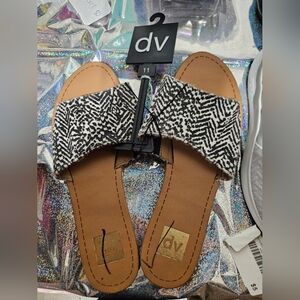 DV by Dolce Vita Black & White Woven Slide Sandals